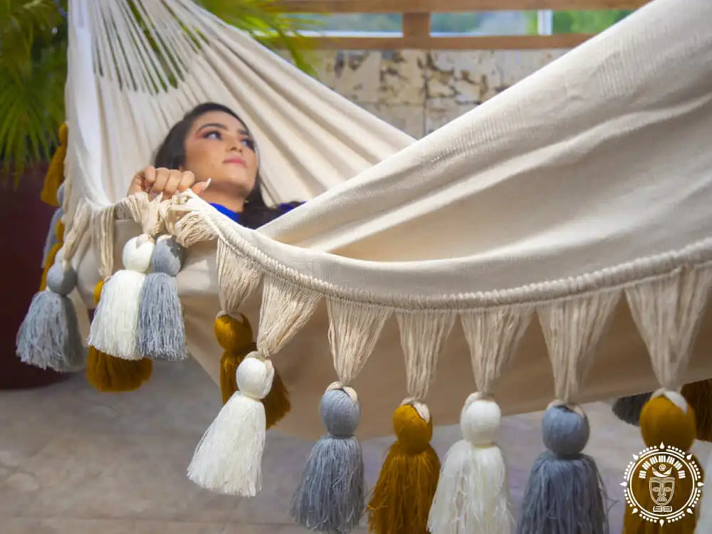 Hamac L « Pompon » Ecru_8